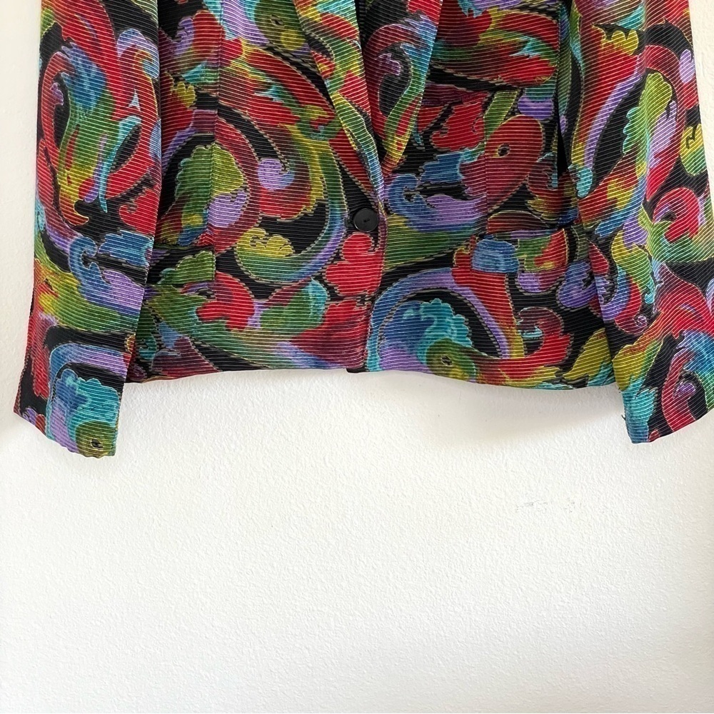 Vintage 90s Hammer Colorful Textured Blazer Jacket Rayon Cotton Modal EU 38 - Picture 4 of 16